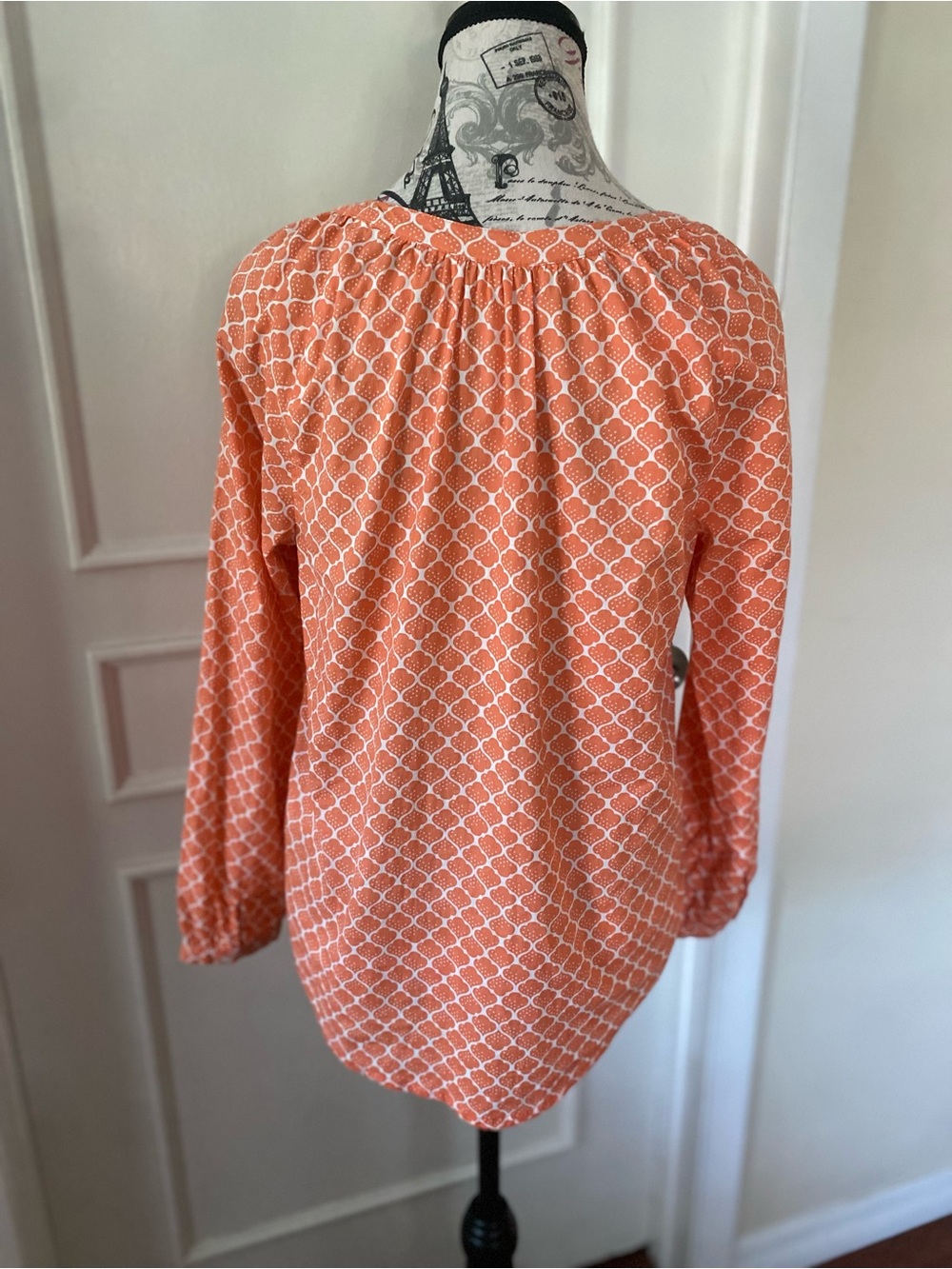 Boden US 6 100% Cotton Coral Geometric Print Blouse - Picture 5 of 9